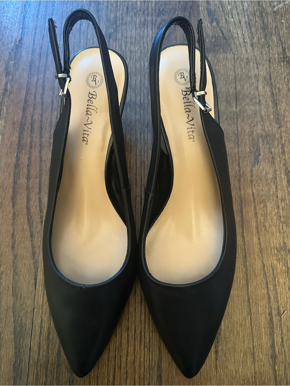 Bella Vita Black Pointed Slingback heels